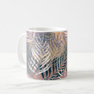 Blätter aus Palmen, tropisch, botanisch, Blätter, Kaffeetasse