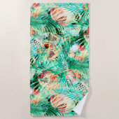 Blätter aus Palmen, tropisch, botanisch, bunt Strandtuch (Vorderseite)