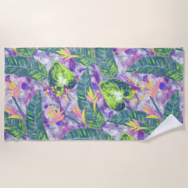 Blätter aus Palmen, tropisch, botanisch, bunt Strandtuch