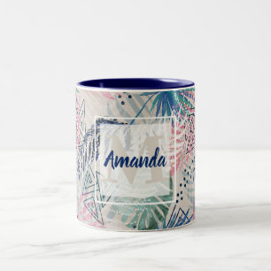 Blätter aus Palmen, tropisch Zweifarbige Tasse