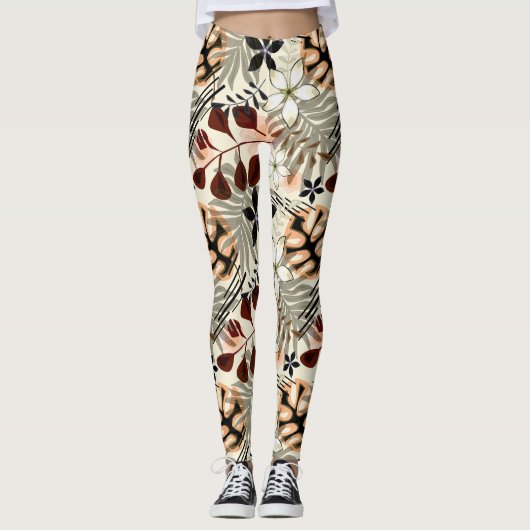 Blätter aus Palmen und Monstera, tropisch Leggings (Vorderseite)