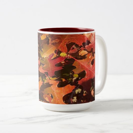 Blätter aus Rotem Oak, Wisconsin Zweifarbige Tasse (VorderseiteRechts)