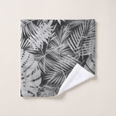 Blätter aus Schwarz-Weiß-Palmen Badhandtuch Set (Waschlappen)