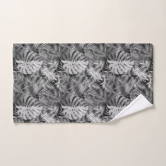 Blätter aus Schwarz-Weiß-Palmen Badhandtuch Set (Handtuch)
