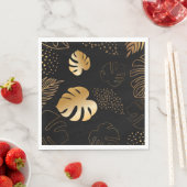 Blätter aus schwarzem Gold Serviette (Beispiel)