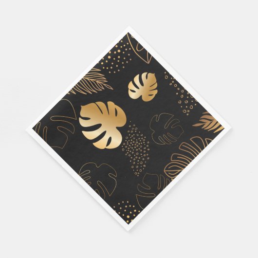 Blätter aus schwarzem Gold Serviette (Ecke)