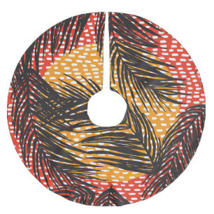 Blätter aus schwarzen Palmen, nahtlose Striche Polyester Weihnachtsbaumdecke