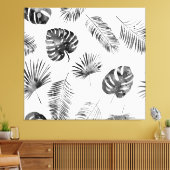 Blätter aus schwarzer Handfläche: Vintag nahtlos. Leinwanddruck (Insitu (Wohnzimmer))