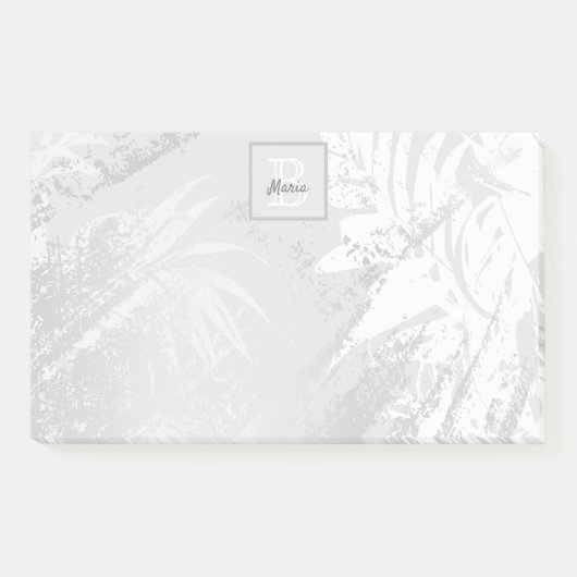 Blätter aus Silberpalme, monogramm, elegant Post-it Klebezettel (Vorderseite)