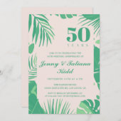 Blätter aus tropischen Palmen, 50. Hochzeitstag Einladung (Vorne/Hinten)