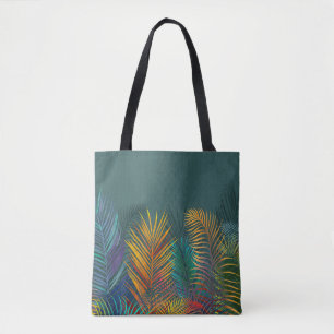 Blätter aus tropischen Palmen. Neon-Blätter  Tasche