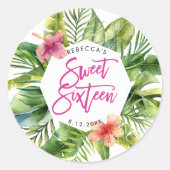 Blätter aus tropischer Palme, 16-Party-Aufkleber Runder Aufkleber (Vorderseite)