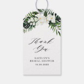 Blätter aus tropischer Palme, Grünpflanzen Brautpa Geschenkanhänger (Rückseite)