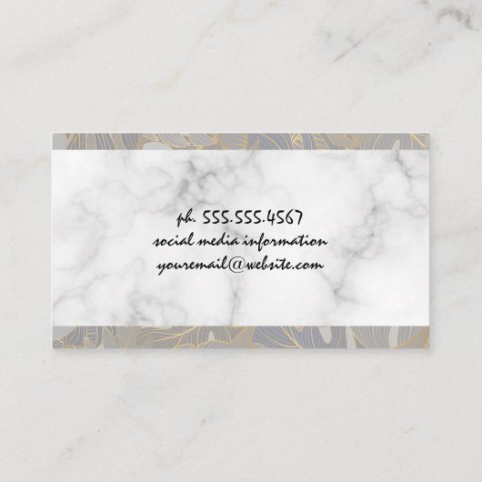 Blätter aus weißem Marmor Visitenkarte (Rückseite)