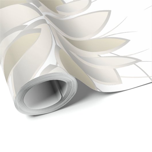 Blätter aus weißem Stein Geschenkpapier (Rolleneckpunkt)