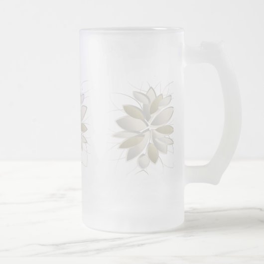 Blätter aus weißem Stein Mattglas Bierglas (Rechts)