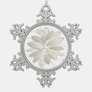 Blätter aus weißem Stein Schneeflocken Zinn-Ornament