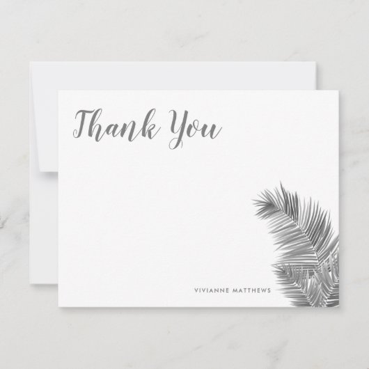 Blätter aus weißem und schwarzem Tropenpalm Dankeskarte (Vorderseite)