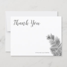Blätter aus weißem und schwarzem Tropenpalm Dankeskarte