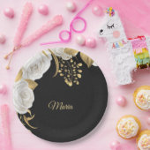 Blätter aus weißer Blume Pappteller (Party)