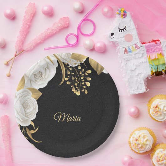 Blätter aus weißer Blume Pappteller (Party)