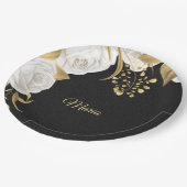 Blätter aus weißer Blume Pappteller (Schrägansicht)