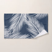 Blätter aus weißer Handfläche auf dunkelblauem Hin Badhandtuch Set (Handtuch)