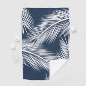 Blätter aus weißer Handfläche auf dunkelblauem Hin Golfhandtuch (Insitu)