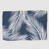 Blätter aus weißer Handfläche auf dunkelblauem Hin Golfhandtuch (Horizontal)