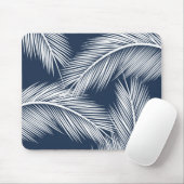 Blätter aus weißer Handfläche auf dunkelblauem Hin Mousepad (Mit Mouse)