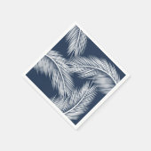 Blätter aus weißer Handfläche auf dunkelblauem Hin Serviette (Ecke)