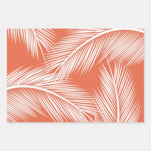 Blätter aus weißer Palme auf lachsfarbenem Hinterg (Vorderseite)