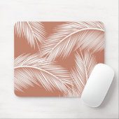 Blätter aus weißer Palme auf Terrakotta-Hintergrun Mousepad (Mit Mouse)