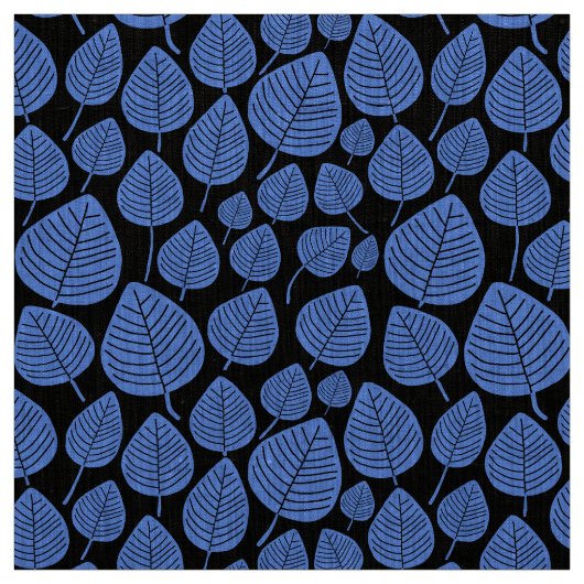 Blätter - Baby Blue on Black Stoff (Muster)