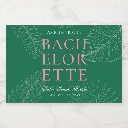 Blätter Bachelorette Schaumweinetikett (Einzelnes Label)