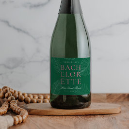 Blätter Bachelorette Schaumweinetikett