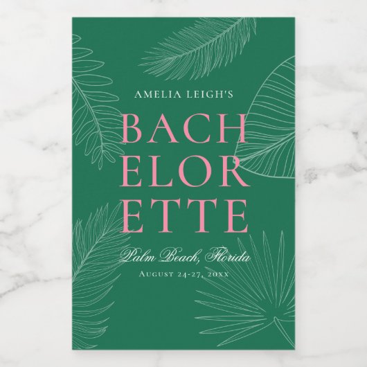 Blätter Bachelorette Weinetikett (Einzelnes Label)