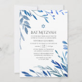 Blätter Bat Mitzvah für die Aquarellbahn Einladung (Vorderseite)