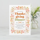 Blätter, Beeren verbrannter Orangensaft Erntedank Einladung (Stehend Vorderseite)