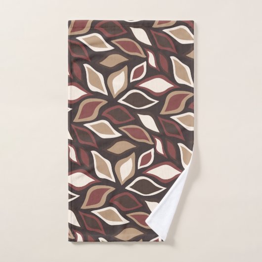Blätter Beige Braun Minimales Muster Badhandtuch Set (Handtuch)