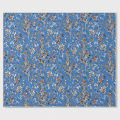 Blätter Berries Blau Watercolor Geführter Rundgang Geschenkpapier (Flach)