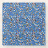 Blätter Berries Blau Watercolor Geführter Rundgang Glasuntersetzer (Vorderseite)