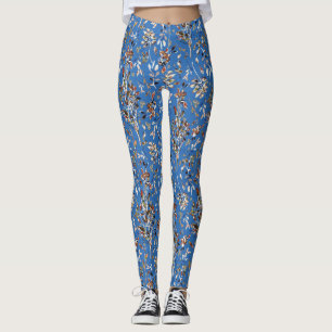 Blätter Berries Blau Watercolor Geführter Rundgang Leggings