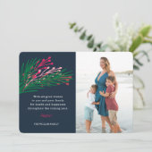 Blätter & Berries Fotokarte Feiertagskarte (Stehend Vorderseite)