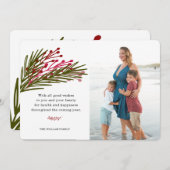 Blätter & Berries Fotokarte Feiertagskarte (Vorne/Hinten)