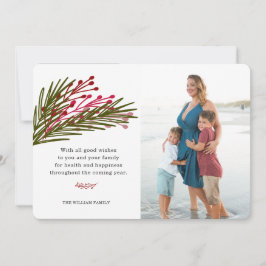 Blätter & Berries Fotokarte Feiertagskarte