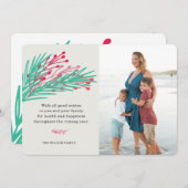 Blätter & Berries Fotokarte Feiertagskarte (Vorne/Hinten)