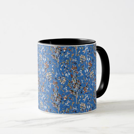 Blätter Berries Watercolor Blau Blumenmuster Tasse (VorderseiteRechts)