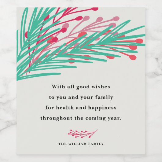 Blätter & Berries Weinetikett (Einzelnes Label)