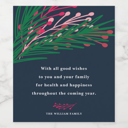 Blätter & Berries Weinetikett (Einzelnes Label)